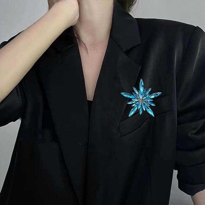 Rhinestone Flower Brooch Pin for Women Red Black Purple Flower Broochs Pin Hat Christmas Brooch Jewelry