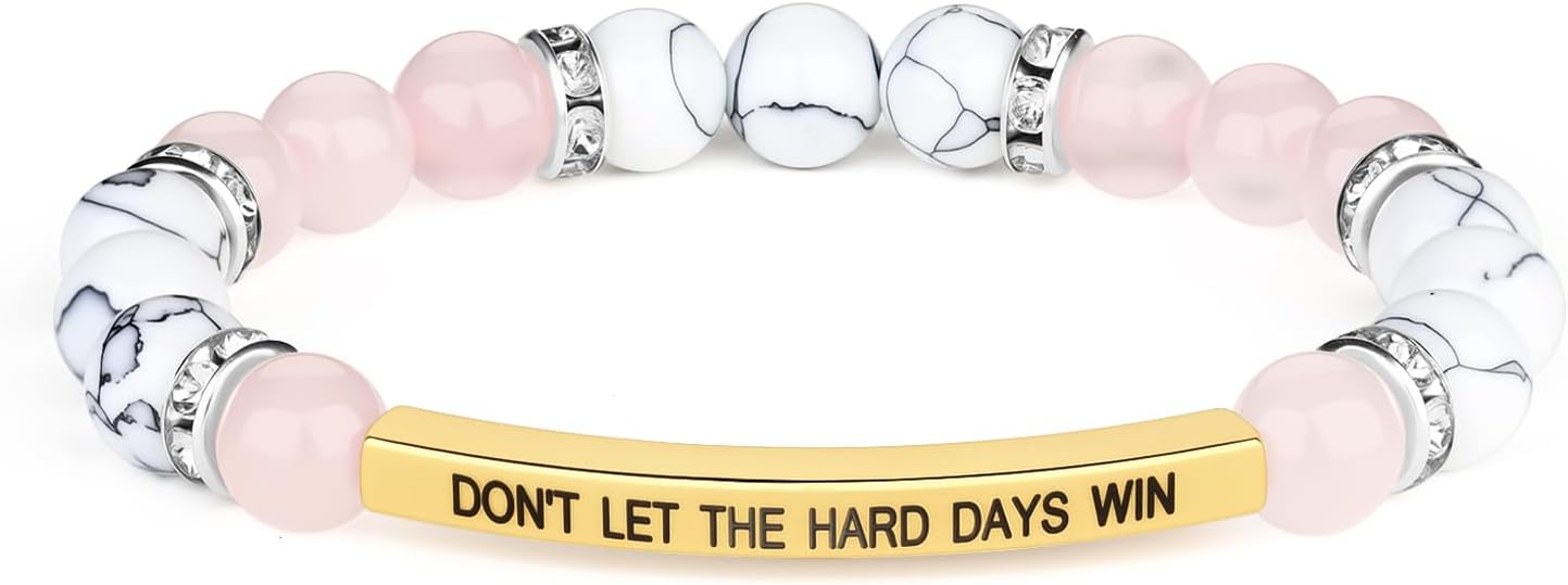 KHKINDPRO Dont Let The Hard Days Win Bracelet for Women Men, Handmade Braided Adjustable Wrap Stainless Steel To My Daughter/Best Friend Inspirational Gifts Ladies Jewelry