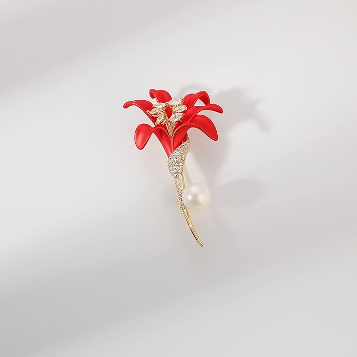 AILONMEI Red Rose Flower Brooches and Pins for Women Costume Jewelry Brooch Pins Broches Jewelry for Women Elegant Lady Pin