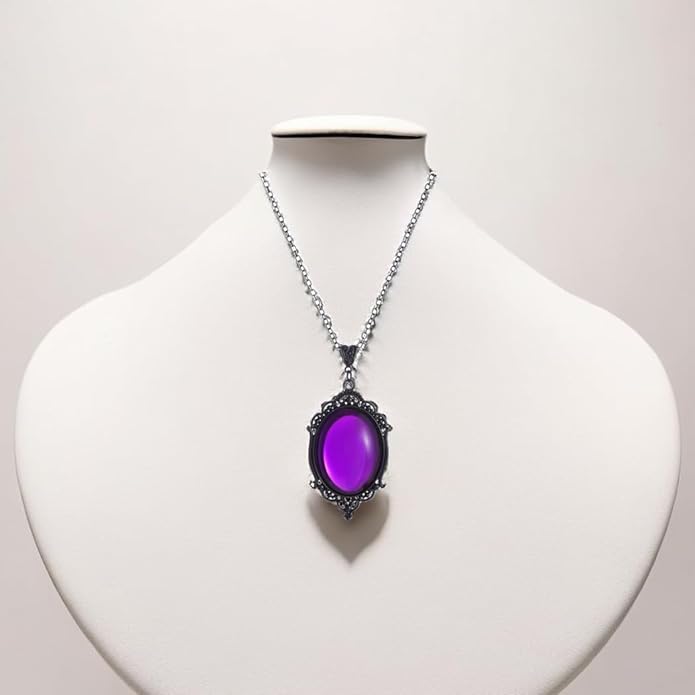 MIFYNN Gothic Stardust Crystal Cameo Necklace Red Purple Crystal Pendant Necklace Vintage Satan Demon Halloween Jewelry for Women