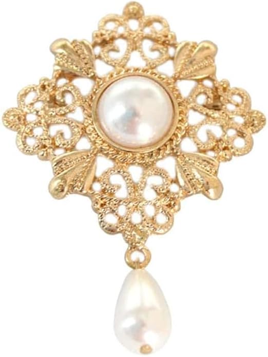 JKQBUX Versailles series Baroque elegant Brooches Pin for Women Men Girls Retro Court Pearl Corsage Pin delicate accessory