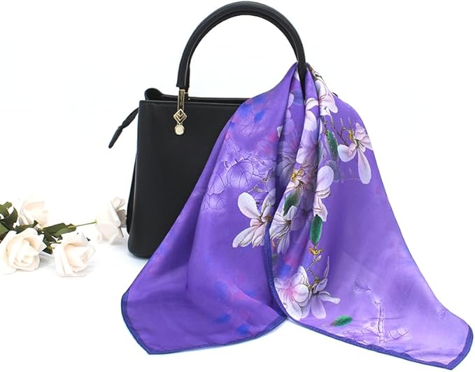 ANDANTINO 100% Mulberry Silk Scarf -21” Lightweight Square Neckerchief – Breathable Digital Printed Scarves with Gift Packed