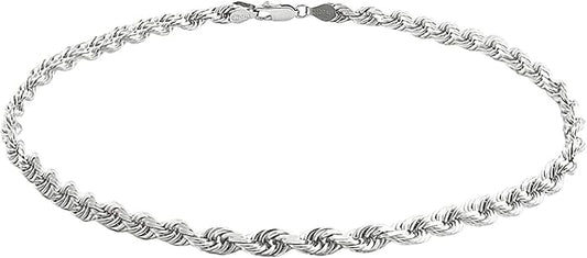 Savlano 925 Sterling Silver Solid Italian Figaro, Rope,Herringbone, Curb, Ball Bead, Snake, Mariner Chain Anklet for Women, Comes in 0.8mm - 5mm With Gift Box