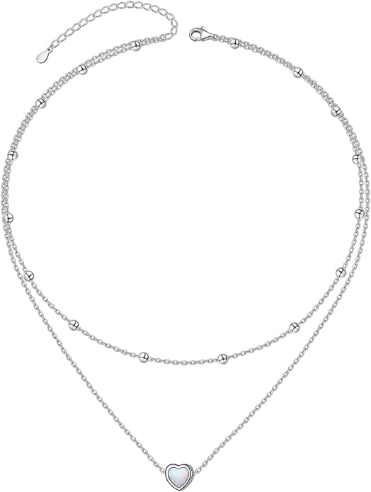 Layered Necklaces for Women S925 Sterling Silver Chokers Necklace for Women Circle/Heart/Double Circle/Cross/Star/Evil Eye Necklace Handmade Bead Necklaces Adjustable