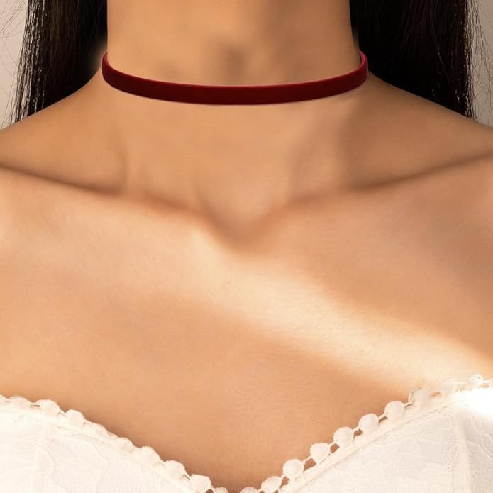 Black Choker Necklaces for Women 90s Red Black Velvet Choker Necklace Thick Thin Chocker Tube Heart Circle Choker Necklace Lace Tatto Collar Necklace Goth Choker Jewelry