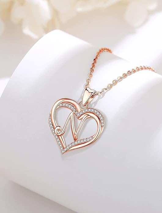 INFUSEU Unique Initial Necklaces for Women Girls Small Heart Letter Jewelry, Meaningful Personalized Gifts