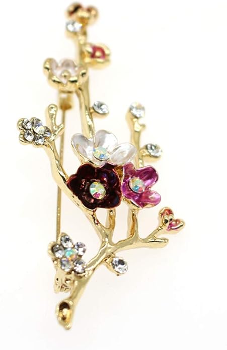 Crystal Pearl Flower Brooches Pins Fashion Beautiful Created Rhinestone Floral Brooch Good Idea for Party Dance Wedding Banquet for Elegant Women Girl