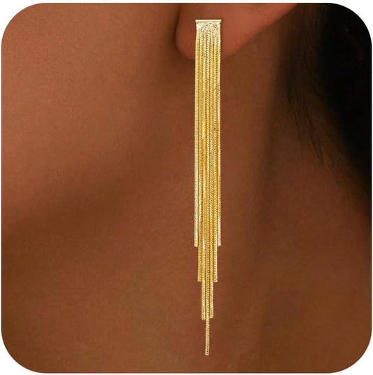 Gold Earrings for Women Trendy, Simple Dainty 14K Gold Plated Paperclip Square Chain Link Dangle Hoops Earrings Pin Stud Huggie Earrings Lightweight Hypoallergenic Minimalist Aesthetic Gold Jewelry for Christmas Gifts