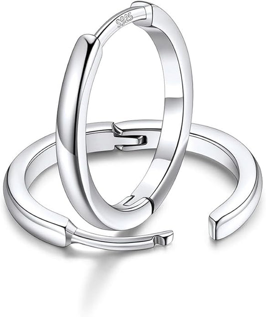 FaithHeart Sterling Silver Hoop Earrings for Women, Hypoallergenic Huggie Hoop Earrings Lightweight Small Cartilage Earrings Hoop Earring Dainty Everyday Earrings 6/8/10/12/14/15/16/18/20mm
