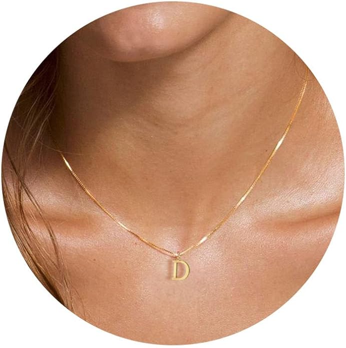 Foxgirl Gold Initial Necklaces for Women, Dainty Gold Letter Necklace Tiny A-Z Pendant Choker Necklace Trendy Cute Personalized Monogram Name Necklace Gold Jewelry Necklace for Women Gift