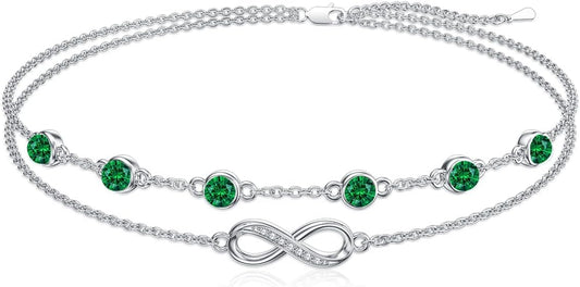 Dorunmo Anklet Bracelets For Women 925 Sterling Silver Birthstone/Infinity/Butterfly/Evil Eye/Turtle/Pineapple/Starfish/Heart Anklets Bracelets Jewelry Gifts for Women
