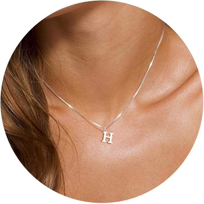 Foxgirl Gold Initial Necklaces for Women, Dainty Gold Letter Necklace Tiny A-Z Pendant Choker Necklace Trendy Cute Personalized Monogram Name Necklace Gold Jewelry Necklace for Women Gift