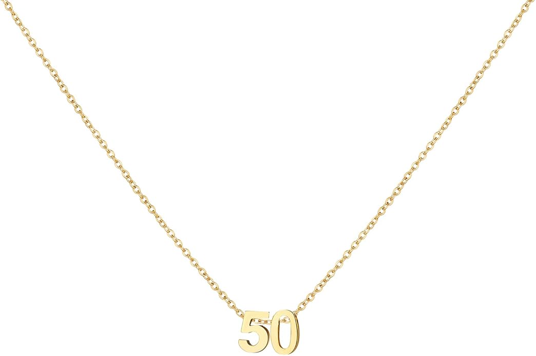 Number Necklace for Women Dainty 18K Gold Plated Pendant Necklace Charm Birth Month Personalized Jewelry Birthday Gift