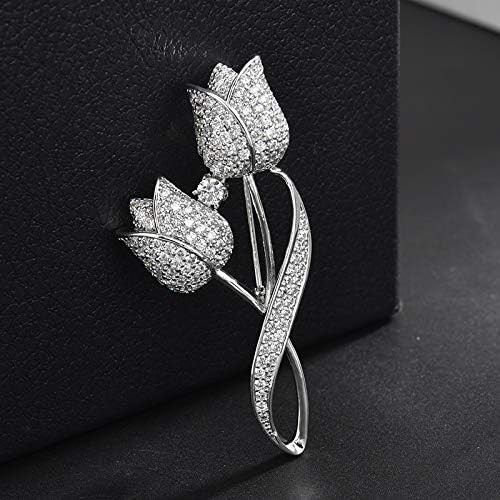 Fashion Flower Brooches for Women Rhinestone Flower Brooches Pins 18k Gold Plated Lapel Pins Jewelry for Girlfriend Wife