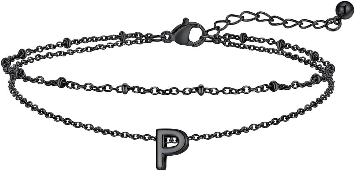 FaithHeart Initial Ankle Bracelets for Women, Waterproof 14k Gold Plated Initial Anklets Non Tarnish Stainless Steel Layered Anklet Summer Beach Foot Jewelry