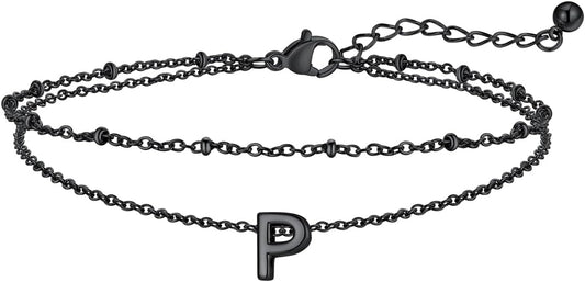 FaithHeart Initial Ankle Bracelets for Women, Waterproof 14k Gold Plated Initial Anklets Non Tarnish Stainless Steel Layered Anklet Summer Beach Foot Jewelry