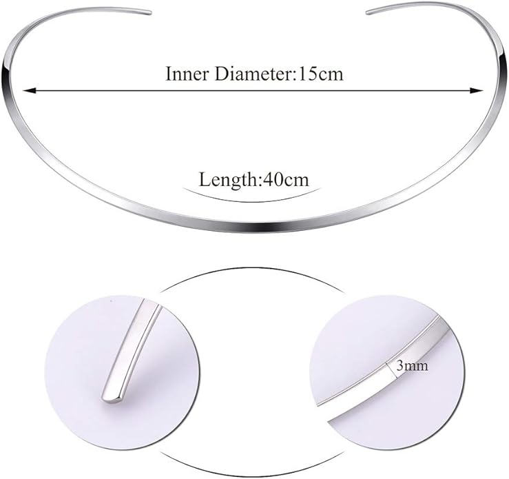 HooAMI Stainless Steel Silver Choker Necklace for Women