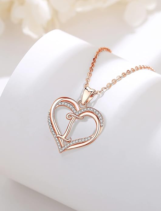 INFUSEU Unique Initial Necklaces for Women Girls Small Heart Letter Jewelry, Meaningful Personalized Gifts