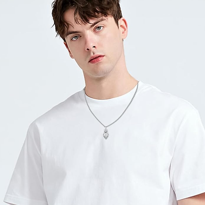 YueYuan Viking Necklace for Men 925 Sterling Silver Rune Amulet Pendant Nordic Necklace Viking Jewelry Gift for Father Husband Son