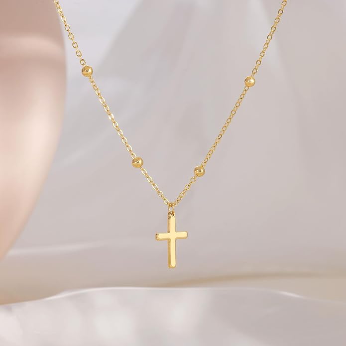Cross Necklace for Women Dainty 14K Real Silver Gold Plated Layered Cross Pendant Necklace Stack Simple Trendy Cute Charm Choker Necklaces Jewelry Gift for Women Teen Her