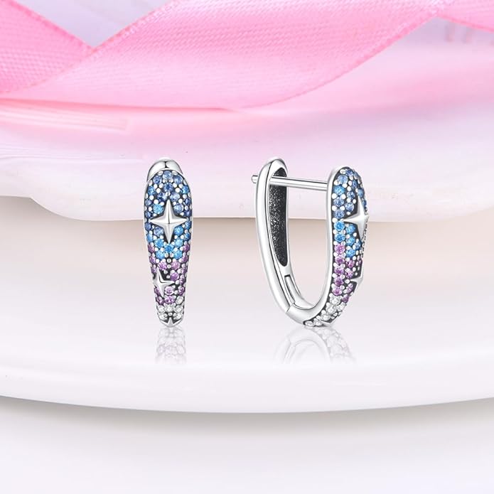 925 Sterling Silver Women Earrings, Sparkling Star and Moon Earrings, Various Hypoallergenic Earrings, Best Gift for Women