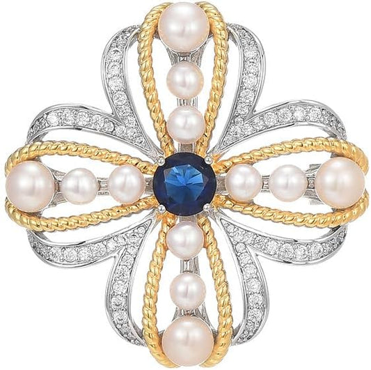 Flower Brooch Pin - Rhinestone Flower Pin 18k Gold Plated - Thanksgiving Day, Birthday, Wedding Gifts for Mom, Wife