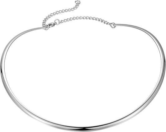 HooAMI Stainless Steel Silver Choker Necklace for Women