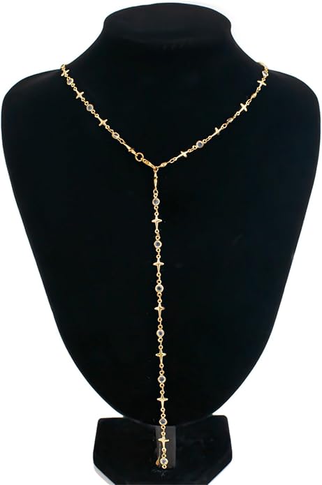 Irregular Y2k Long Y-shaped Necklace with Zircon Inlaid Sparkling Brick Tassel Pendant Double-Layer Chain High-end Fashion Accessory Women's