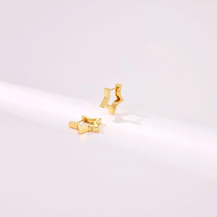 Gacimy Gold Huggie Hoop Earrings for Women 14k Gold Plated, Small Hoop Earrings for Women, 1/2 Inch Yellow Color Earrings for Women