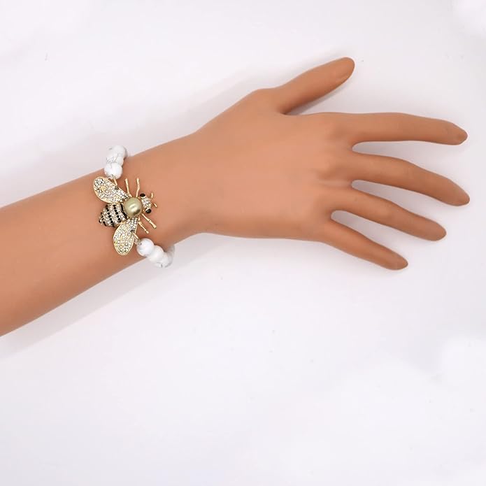 Honey Bee Brooches Crystal Insect Themed Bee Brooch Animal Fashion Shell Pearl Brooch Pin Gold Tone