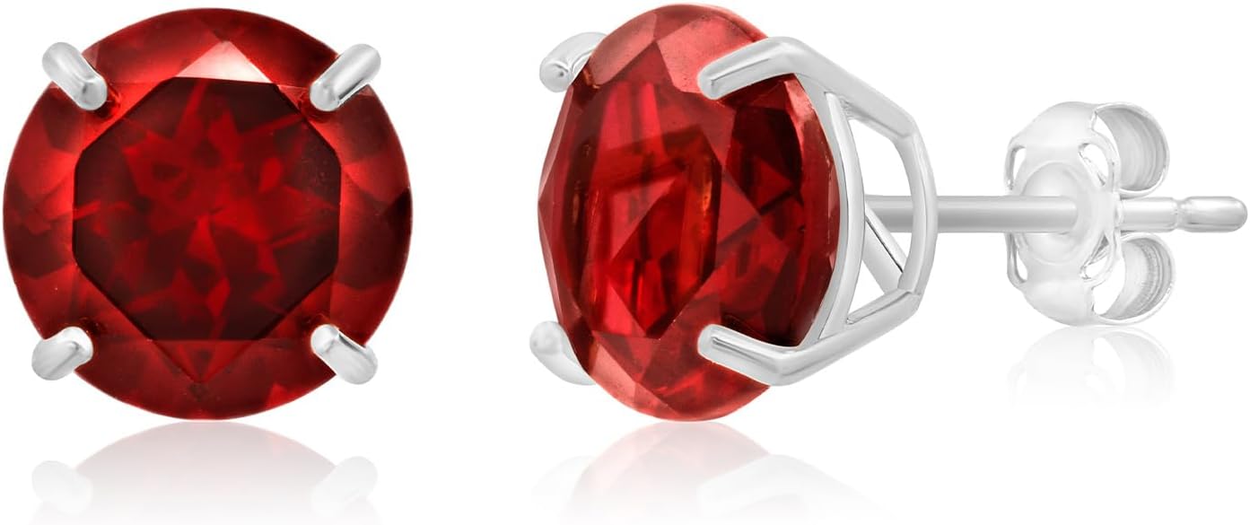 14k Gold Large Round Stud Earrings for Women | 9mm Birthstone Earrings | Gemstone Earrings for Women | Gemstone Stud Earrings for Women by MAX + STONE