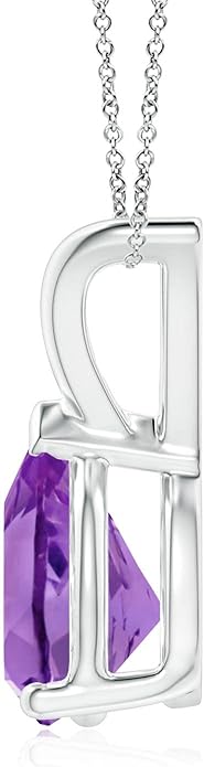 Angara Natural Amethyst Solitaire Pendant for Women | V-Bale Pear-Shaped Amethyst Solitaire Pendant in 14K Solid Gold/Silver/Platinum | February Birthday, Anniversary, Gemstone Jewellery Gift