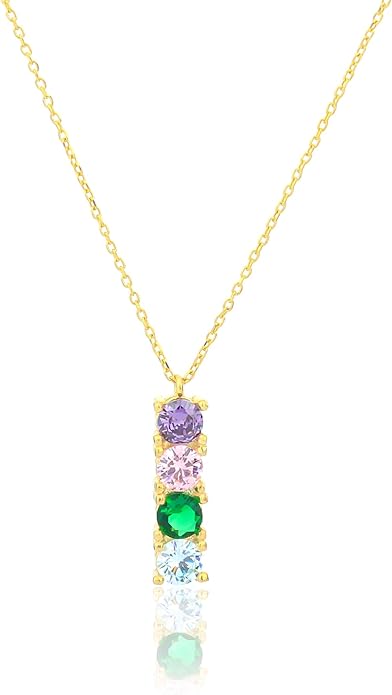Birthstone Bar Necklace-Personalized 14K Gold Plated Jewelry-Unıque Gift,925 Sterling Silver