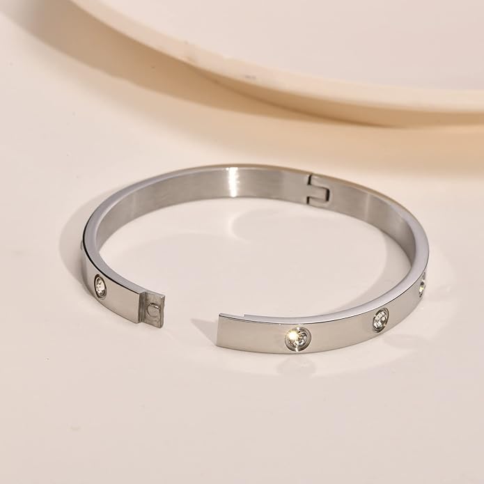 MPRAINBOW Gold Bracelets for Women, 2Pcs 18K Gold Plated Cubic Zirconia Bangle Crystal Friendship Bracelet Jewelry,Wedding Party Christmas Birthday Gifts for Her Girlfriend Sister Daughter