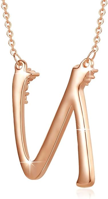 Flower Initial Letter Necklace Pink Red Blue Simulated Pearl Pendant Name Jewelry Made with Austrian Crystals Rose Gold Plated Anniversary Birthday Gifts for Women,18"+2"