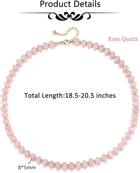 CrystalTears Beaded Gemstone Necklace for Women, Womens Colorful Boho Stone Bead Choker Necklace, Handmade Natural Crystal Stone Summer Beach Jewellery Gifts for Women Mom Christmas