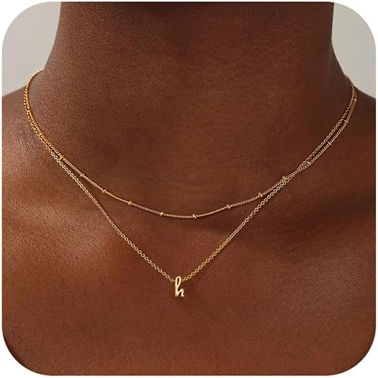Yoosteel Layered Initial Necklaces for Women Teen Girls Trendy - Dainty Gold/Silver Letter A-Z Stack Initial Necklace Birthday Personalized Gifts for Women Jewelry