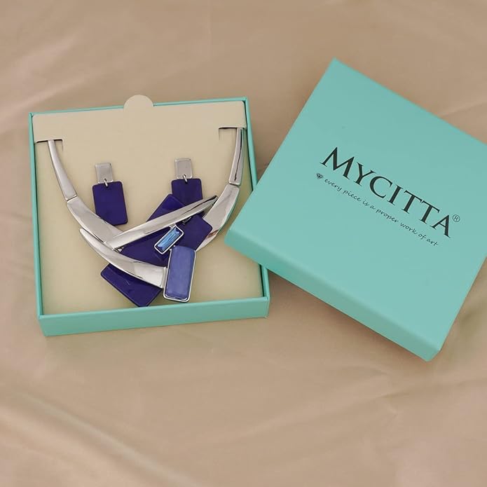 Vintage Chunky Statement Jewelry Set Retro Leaf Floral Geometric Bohemian Boho Bib Necklace Earring Set Fashion Costume Jewelry for Women Girls Wedding Party Prom Unique Gift