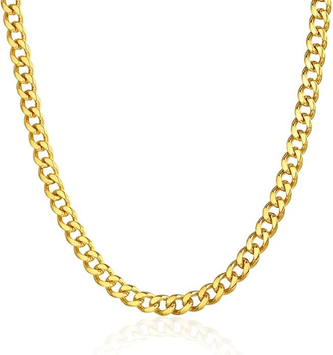 ChainsPro Chunky Miami Cuban Link Chains for Men,Stainless Steel Cuban Chain Necklace,4.8/6/10/14mm Width,No Tarnish& Thick Hip Hop Jewelry,18-30 inch Length, Black/Gold Plated/Silver,Send Gift Box