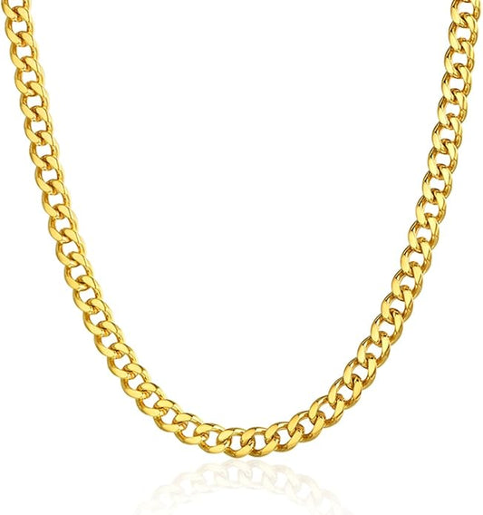 ChainsPro Chunky Miami Cuban Link Chains for Men,Stainless Steel Cuban Chain Necklace,4.8/6/10/14mm Width,No Tarnish& Thick Hip Hop Jewelry,18-30 inch Length, Black/Gold Plated/Silver,Send Gift Box