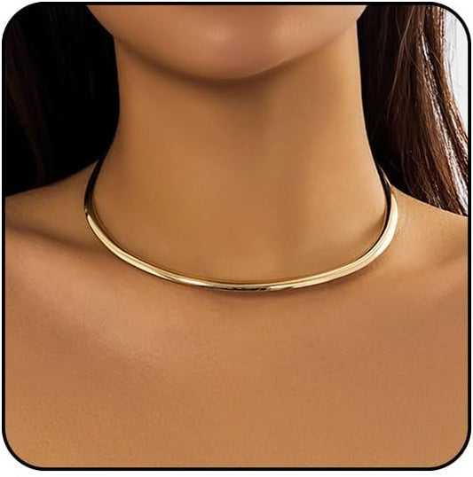 Chunky Gold Choker Necklaces for Women Non Tarnish Silver Statement Necklace for Women Chunky Necklace Open Round Gold Collar Necklace Trendy Jewelry