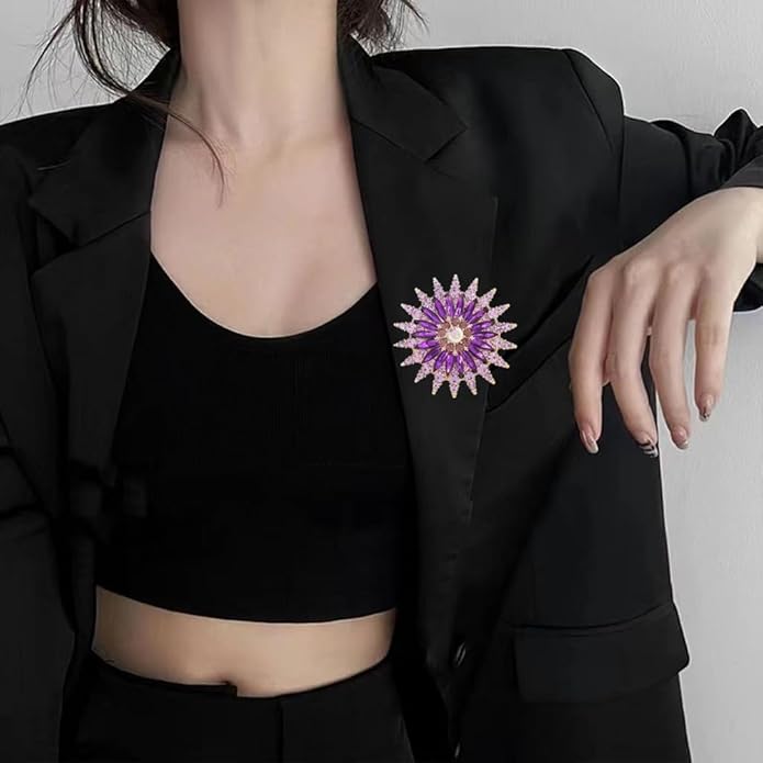 Rhinestone Flower Brooch Pin for Women Red Black Purple Flower Broochs Pin Hat Christmas Brooch Jewelry