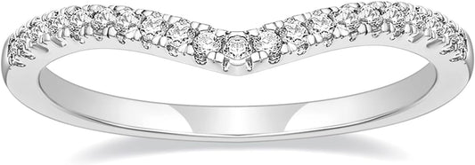 TIGRADE Cubic Zirconia Eternity Band V Shape CZ Stacking Engagement Ring for Women Size 3-12.5