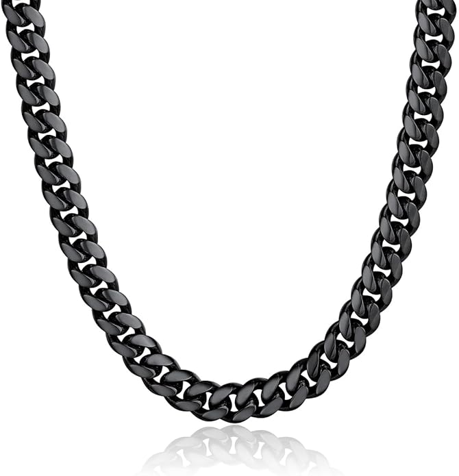 ChainsPro Chunky Miami Cuban Link Chains for Men,Stainless Steel Cuban Chain Necklace,4.8/6/10/14mm Width,No Tarnish& Thick Hip Hop Jewelry,18-30 inch Length, Black/Gold Plated/Silver,Send Gift Box