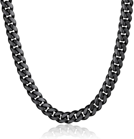 ChainsPro Chunky Miami Cuban Link Chains for Men,Stainless Steel Cuban Chain Necklace,4.8/6/10/14mm Width,No Tarnish& Thick Hip Hop Jewelry,18-30 inch Length, Black/Gold Plated/Silver,Send Gift Box