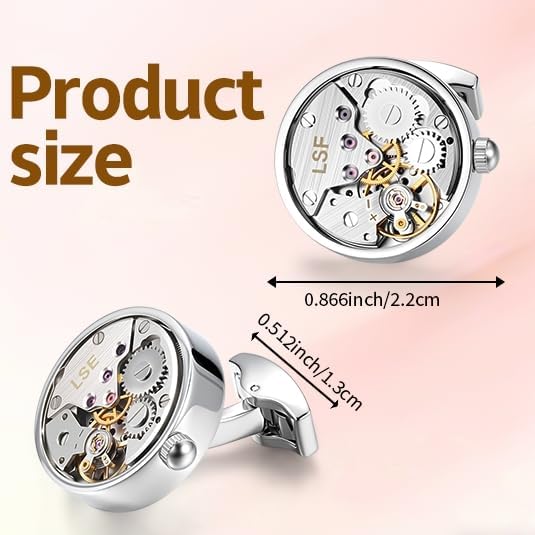 MERIT OCEAN Cuff Links Mens Steampunk Movement Shape, Cufflinks for Men Mens Shirt Vintage Gears, Cufflinks for Business Wedding Gifts