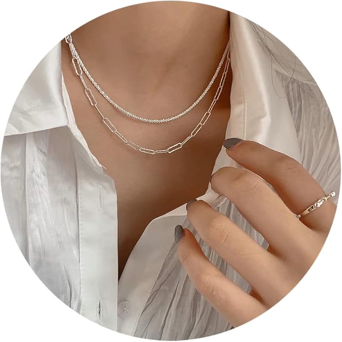 925 Sterling Silver Singapore Chain Lobster Clasp Paperclip Necklace for Women Sparkling Chain 2mm2.5mm3mm4mm5mm Gifts for Her