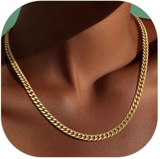 ChainsPro Chunky Cuban Link Chain Necklace for Women,Stainless Steel Silver/Gold Plated Thick Choker, 5/12/14mm Width,18" and 20" Punk Hip Hop Trendy Jewelry Gifts