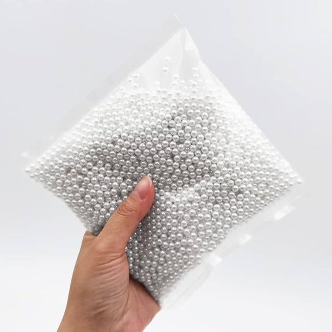 INSPIRELLE 5mm White Polished ABS Undrilled Art Faux Pearls for Vase Fillers, 3800pcs No Hole Imitation Round Pearl Beads for Home Decoration