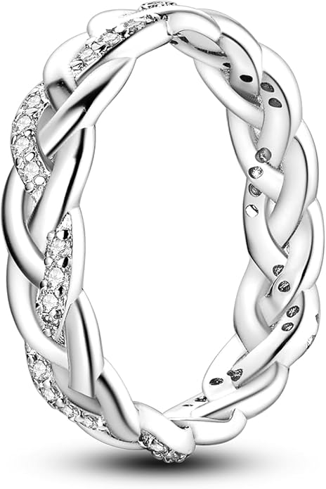 NARMO 925 Sterling Silver Rings for Women Evil Eyes Rings Entwined Line Cubic Zirconia Rings Simple Stackable Finger Rings Engagement Ring Personality Rings Size 6-9